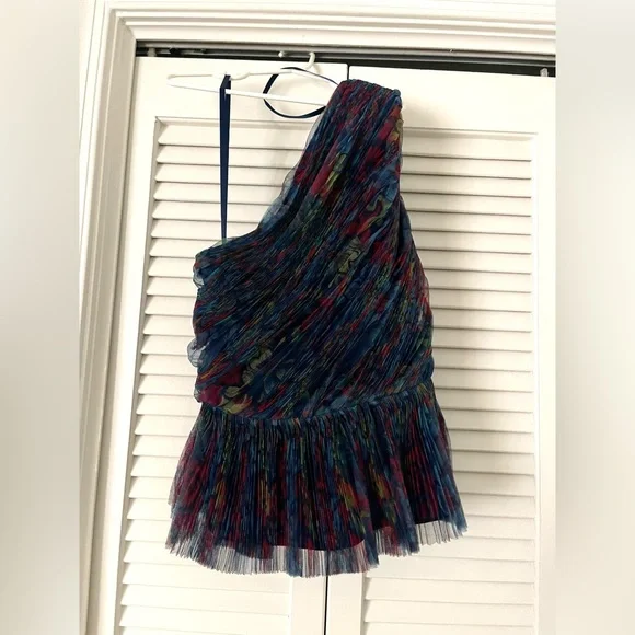 Hutch for Anthropologie One-Shoulder Multicolor Pleated Top - Picture 3 of 4
